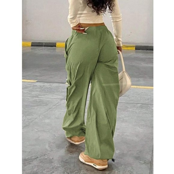 Trendy Zipper Detail Flap Pocket Cargo Pants Green - Picture 9 of 9